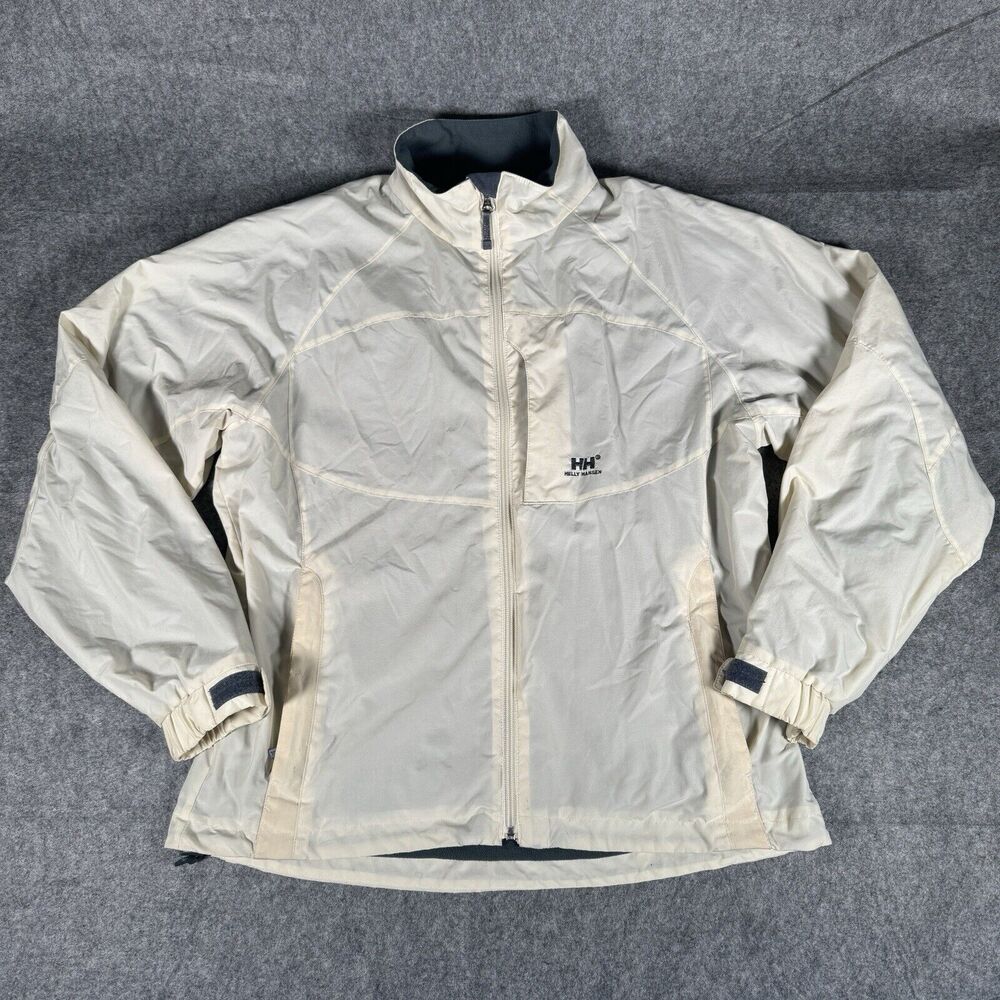 Helly Hansen L / P Full Zip Fleece Lined Light Gray Jacket RN# 73983